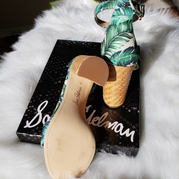 NWT/BOX Sam Edelman Yaro Palm Strappy Heels (8.5) - Picture 7 of 8